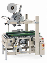 ECO GEM 50: Precintadora semiautomtica con transporte lateral, para precintar con cinta de papel engomado la parte superior e inferior de cajas de tipo americano. Pulse para ampliar la imagen.