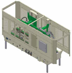 HM F520: Mquina automtica con dimensionamiento manual y con dispositivo de cerrar aletas para precintar con cola caliente la parte superior e inferior de las cajas de cartn de tipo americano.. Pulse para ampliar la imagen.