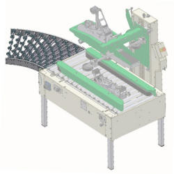 RCR: Los transportadores curvos a 45 y 90 de rodillos a gravedad COMARME, pertenecientes a la serie RCR, destacan por sus laterales sumamente robustos, que se realizan en perfil de aluminio anodizado. Pulse para ampliar la imagen.